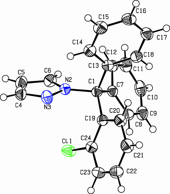 1-[(2-Chloro­phen­yl)di­phenyl­meth­yl]-1H-pyrazole