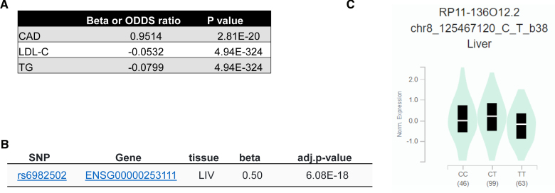 Long Noncoding RNA TRIBAL Links the 8q24.13 Locus to Hepatic Lipid Metabolism and Coronary Artery Disease.