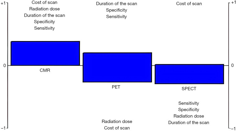 Evaluation of myocardial perfusion imaging techniques and artificial intelligence (AI) tools in coronary artery disease (CAD) diagnosis through multi-criteria decision-making method.