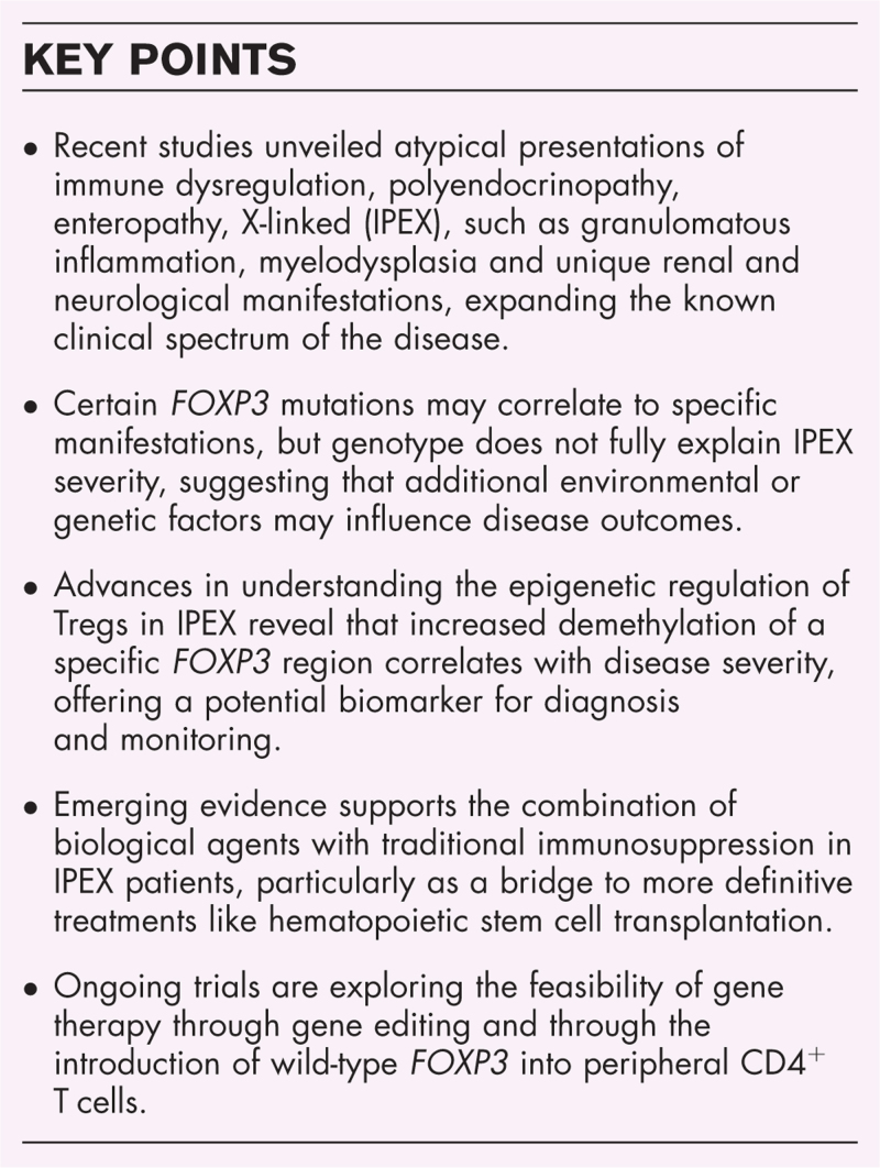 Expanding the spectrum of IPEX: from new clinical findings to novel treatments.