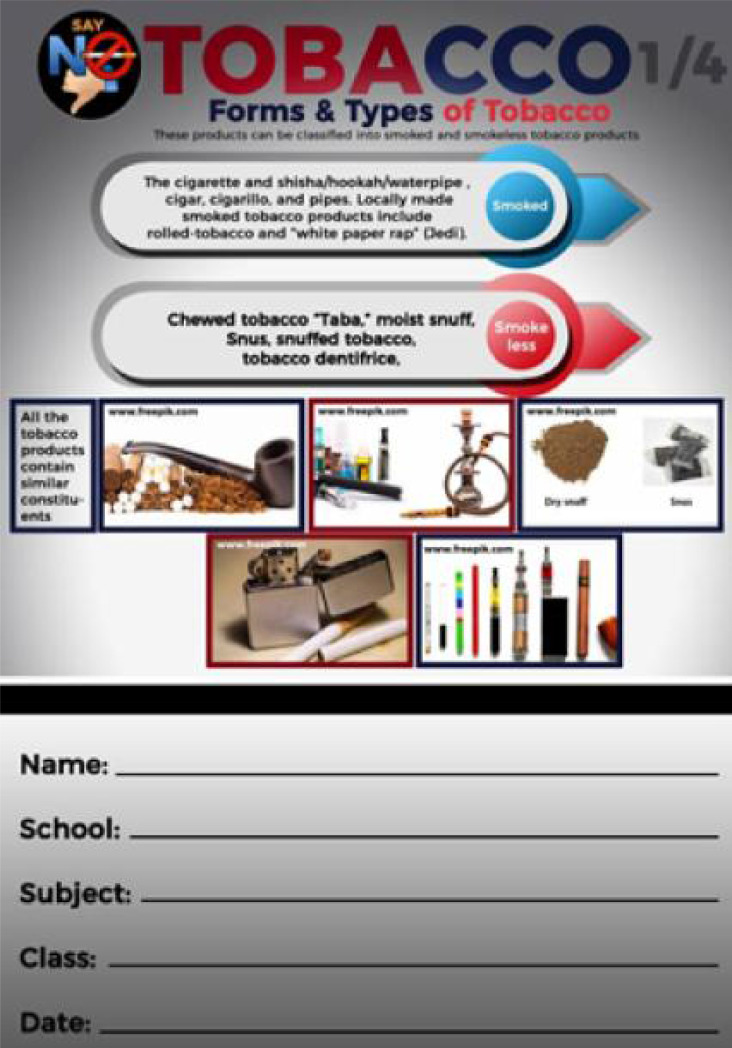DEVELOPMENT OF TOBACCO CONTROL EDUCATIONAL MATERIALS: POSTERS AND NOTEBOOKS AMONG ADOLESCENTS IN NIGERIA.