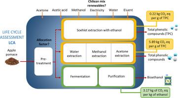 Environmental insights of bioethanol production and phenolic compounds extraction from apple pomace-based biorefinery