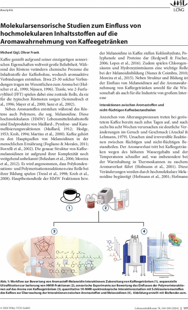 Molekularsensorische Studien zum Einfluss von hochmolekularen Inhaltsstoffen auf die Aromawahrnehmung von Kaffeegetränken