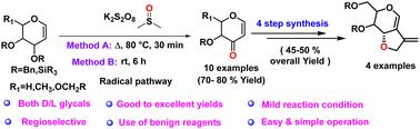 DMSO–K2S2O8 mediated iodine-free conversion of glycal C-3 ether to 3-enopyranones: synthesis of furo[3,2-c] pyrans†