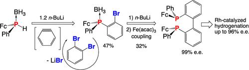 Asymmetric Synthesis of P-Chirogenic Ferrocenyl BiphePFc* Diphosphine by Ephedrine–Aryne Methods and Application in Rhodium-Catalyzed Hydrogenation
