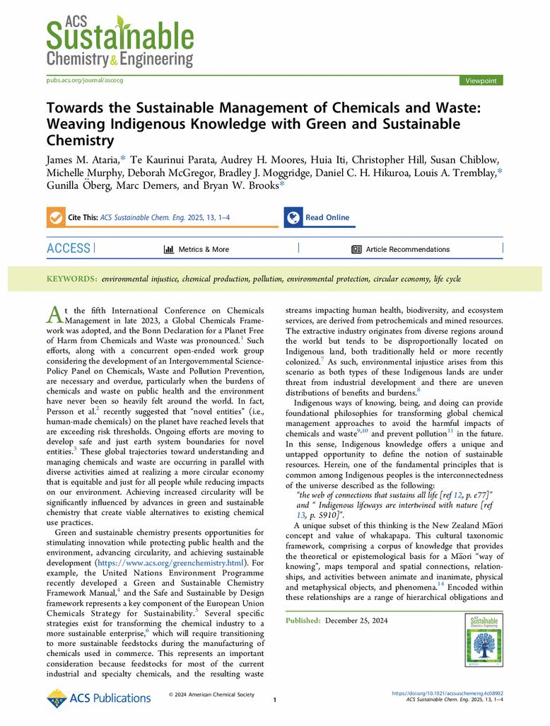 Towards the Sustainable Management of Chemicals and Waste: Weaving Indigenous Knowledge with Green and Sustainable Chemistry