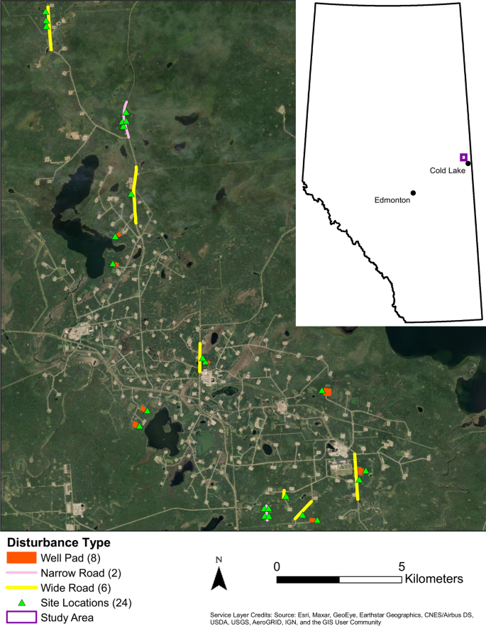 Comparison of edge effects from well pads and industrial roads on mixed upland boreal forest vegetation in Alberta