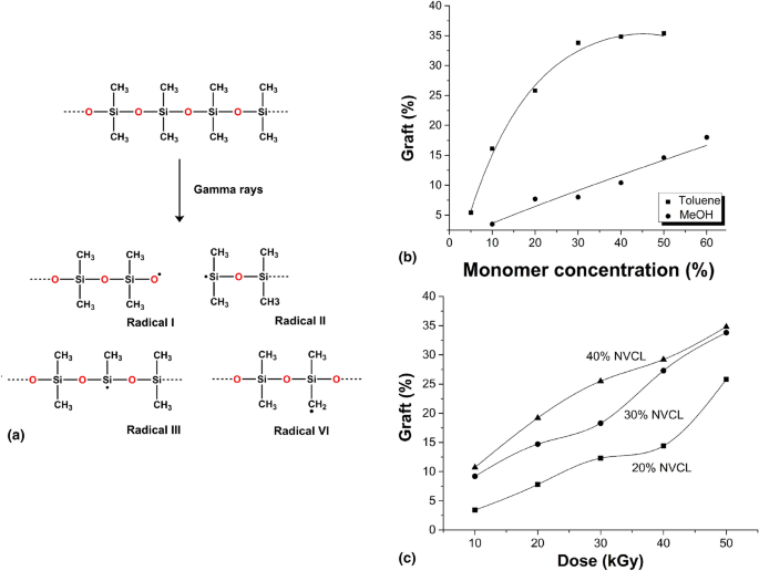 Drug delivery in thermo-responsive silicone catheters by grafting of N-vinylcaprolactam using gamma radiation