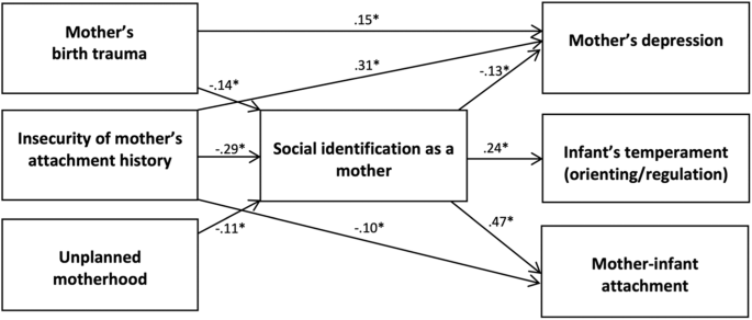 Reduced Identification as a Mother Mediates the Effect of Prenatal Risk Factors on Mother and Infant Socio-Emotional Functioning