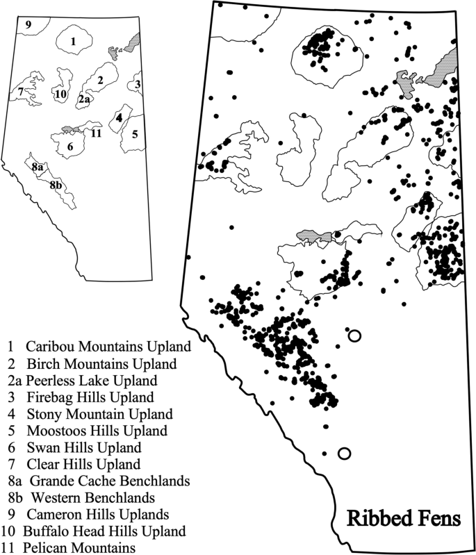 Regional variation in the distribution of patterned fens in the montane-boreal regions of Alberta, Canada