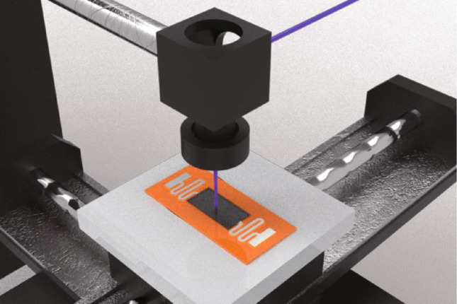 All laser direct writing process for temperature sensor based on graphene and silver.