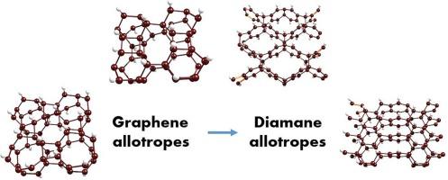 Diamanes from novel graphene allotropes: Computational study on structures, stabilities and properties