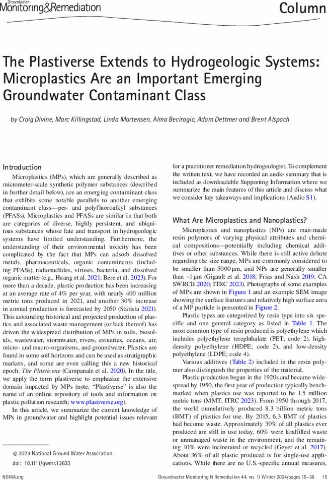 The Plastiverse Extends to Hydrogeologic Systems: Microplastics Are an Important Emerging Groundwater Contaminant Class