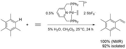 Acid-Free Intermolecular Hydroarylation of Acetylene Catalyzed by Dicationic Palladium(II) and Platinum(II) Ethylene Complexes