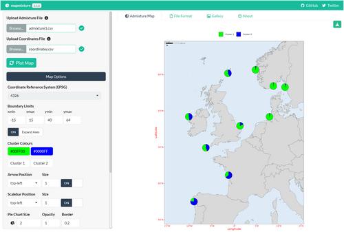 mapmixture: An R package and web app for spatial visualisation of admixture and population structure