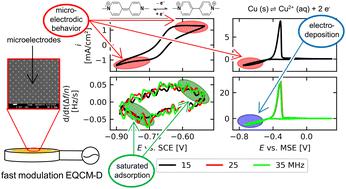 An electrochemical quartz crystal microbalance (EQCM) based on microelectrode arrays allows to distinguish between adsorption and electrodeposition†