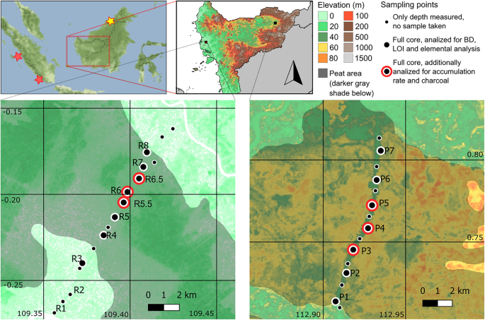 Interplay of Climate, Fires, Floods, and Anthropogenic Impacts on the Peat Formation and Carbon Dynamic of Coastal and Inland Tropical Peatlands in West Kalimantan, Indonesia