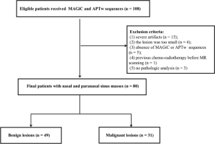 Synthetic MRI and amide proton transfer-weighted MRI for differentiating between benign and malignant sinonasal lesions.