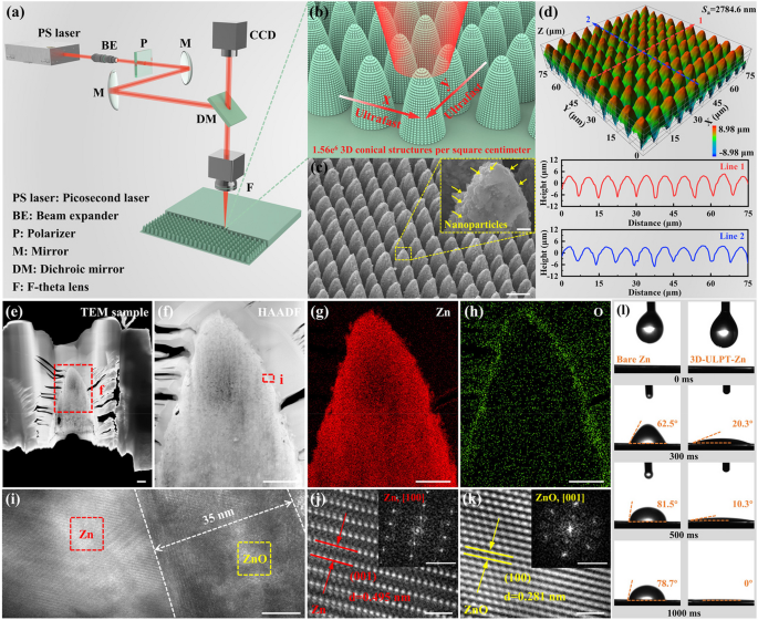 Ultrafast laser one-step construction of 3D micro-/nanostructures achieving high-performance zinc metal anodes