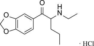 Insights into Interactions of N-Ethylpentylone Drug with Water and Biomacromolecules