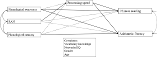 Phonological awareness and RAN contribute to Chinese reading and arithmetic for different reasons.