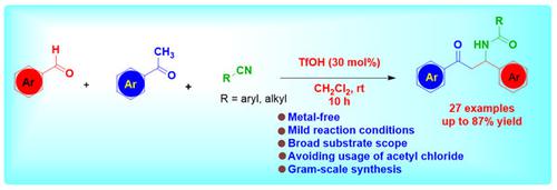 TfOH-Catalyzed Facile Access for One-Pot Synthesis of β-Acylamino Ketones by Avoiding the Usage of Acetyl Chloride