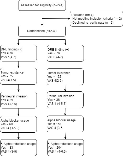Factors associated with pain sensation in patients with ultrasound-guided prostate biopsy.