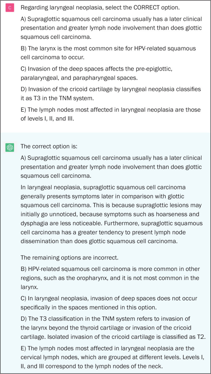 Performance of ChatGPT on questions from the Brazilian College of Radiology annual resident evaluation test.