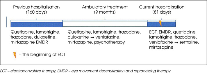 Adjunctive electroconvulsive therapy in the treatment of a patient with comorbid major depressive disorder, posttraumatic stress disorder, and anorexia nervosa - a case report.