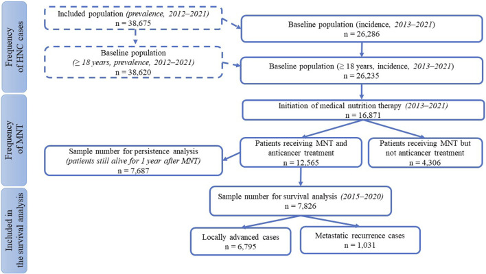 Positive correlation between persistence of medical nutrition therapy and overall survival in patients with head and neck cancer.