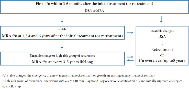 Imaging follow-up strategy after endovascular treatment of Intracranial aneurysms: A literature review and guideline recommendations.