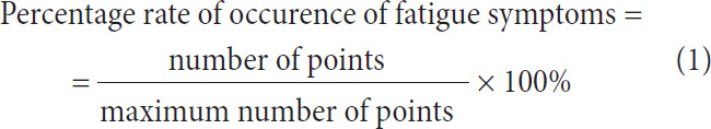 Fatigue based on the subjective feeling of people representing selected medical professions.