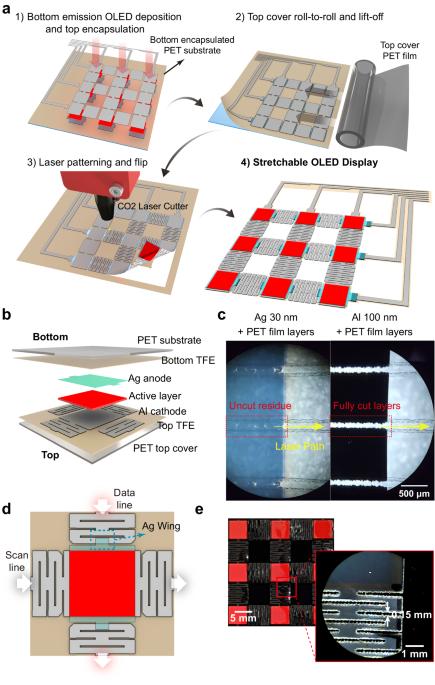 Highly reliable and stretchable OLEDs based on facile patterning method: toward stretchable organic optoelectronic devices