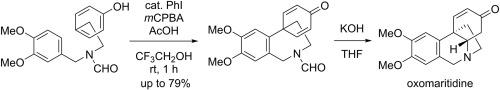 Racemic total synthesis of oxomaritidine by iodobenzene-catalyzed oxidative phenolic coupling under mild reaction conditions