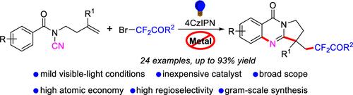 Access to CF2COR-Containing Quinazolinones via Visible-Light-Induced Domino Difluoroalkylation/Cyclization of N-Cyanamide Alkenes