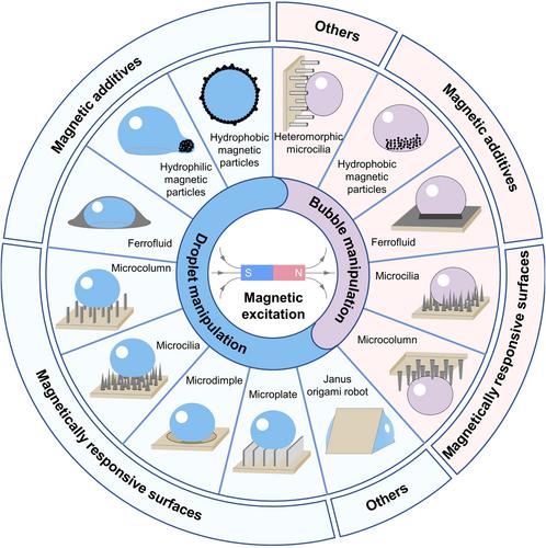 Magnetically responsive manipulation of droplets and bubbles