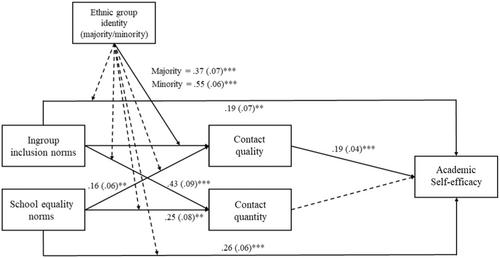 Peer inclusion and school equality norm associations with intergroup contact, and academic self-efficacy amongst ethnic majority and ethnic minority youth