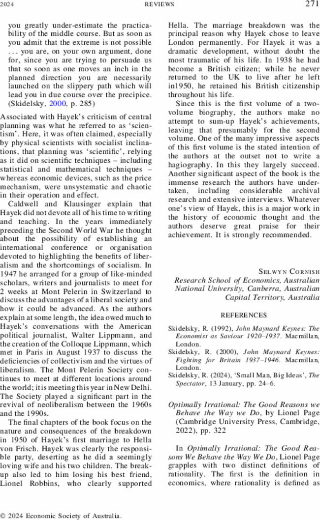 Optimally Irrational: The Good Reasons we Behave the Way we Do, by  Lionel Page (Cambridge University Press, Cambridge,  2022), pp.  322
