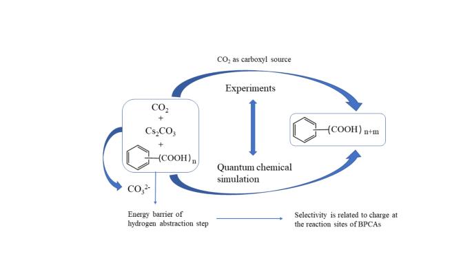 Insight into Relationship between the Products Distribution and Molecular Properties in Carboxylation between Benzene Polycarboxylic Acids and CO2