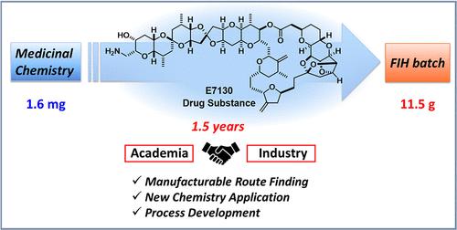 What Does It Take to Develop Structurally Complex Molecules by Total Synthesis? Rapid Process Development and GMP Manufacturing of E7130 Drug Substance for First-in-Human Clinical Study