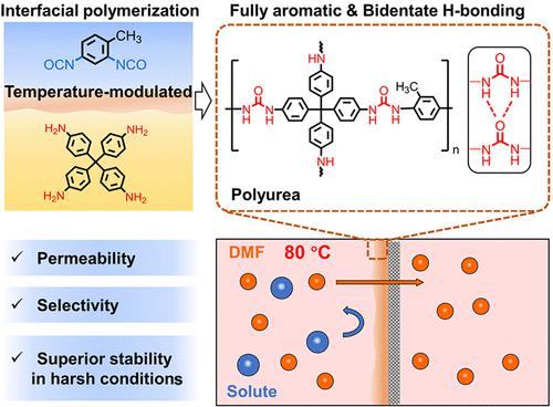 Temperature-Modulated Interfacial Synthesis of Fully Aromatic Polyurea for Superior Solvent/Thermal-Resistant Separation