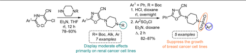 Synthesis and in vitro anticancer evaluation of functionalized 5-(4-piperazin-1-yl)-2-aryloxazoles and 5-[(4-arylsulfonyl)piperazin-1-yl]-2-phenyloxazoles