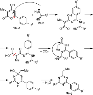 The reaction of 4-hydroxy-6H-1,3-oxazin-6-ones with amidines – a route to access new 1,3,5-triazine derivatives