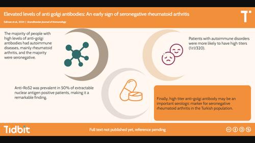 Elevated levels of anti‐Golgi antibodies: An early sign of seronegative rheumatoid arthritis