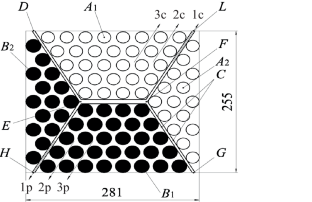 Features of coolant movement at the boundary of jacketless fuel assemblies with fuel rods of various diameters