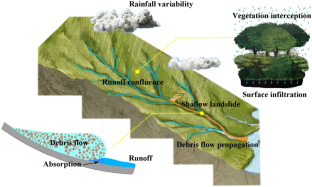 Influence of runoff on debris flow propagation at a catchment scale: a case study