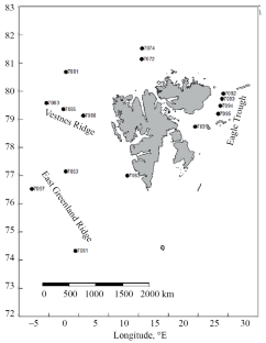 Distribution Features of 238U, 232Th, and 226Ra in Bottom Sediments of the Shelf and Continental Slope of Svalbard