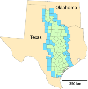 Tufted titmice, black-crested titmice, and their hybrids occupy different types of habitat within their hybrid zone