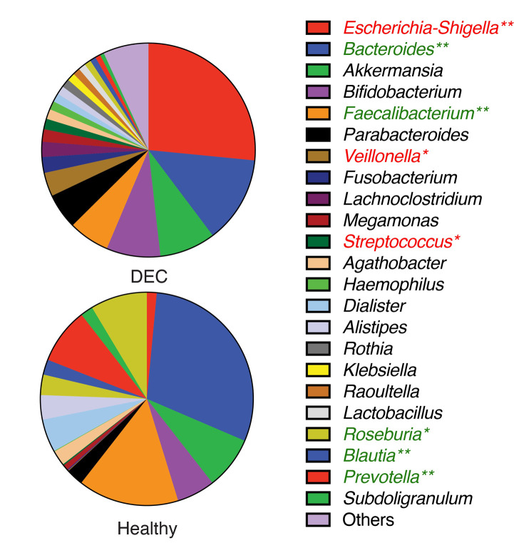 A metagenomic approach to unveil the association between fecal gut microbiota and short-chain fatty acids in diarrhea caused by diarrheagenic <i>Escherichia coli</i> in children.