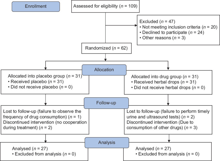 Efficacy of an Oral Solution Containing Five Herbal Extracts in the Treatment of Urolithiasis: A Randomized, Single-blind, Placebo-controlled Clinical Trial.